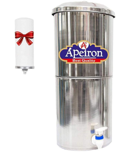 APEIRON STAINLESS STEEL WATER FILTER WITH 1 NEW CANDLE 16 Ltr Gravity Water Purifier