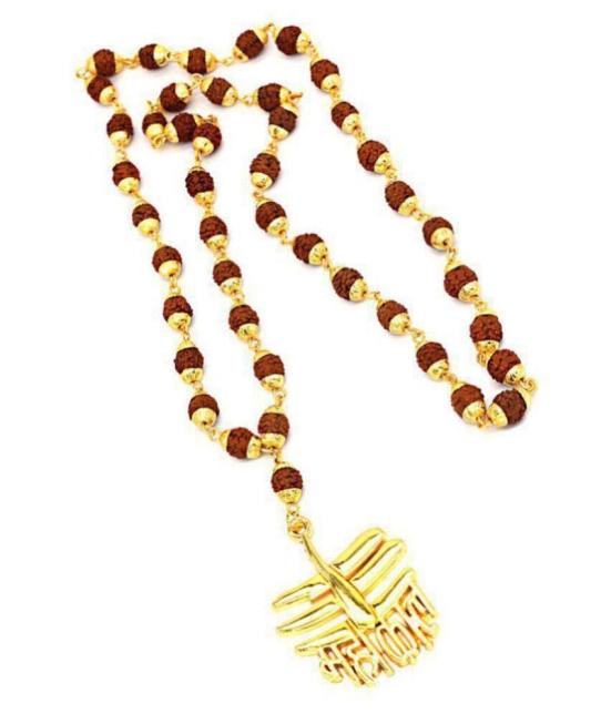 5 Faced Rudraksha Golden Cap Mala with Mahakaal Locket