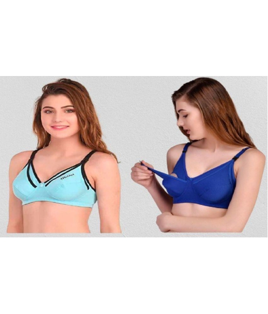 Zourt - Multicolor Cotton Solid Women's Maternity Bra ( Pack of 2 ) - 34B