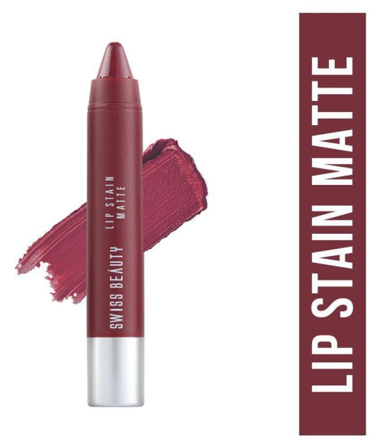 Swiss Beauty Lip Stain Matte Lipstick Lipstick (Raspberry), 3.4gm