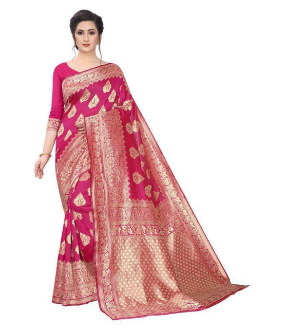 ofline selection Pink Jacquard Saree - Single