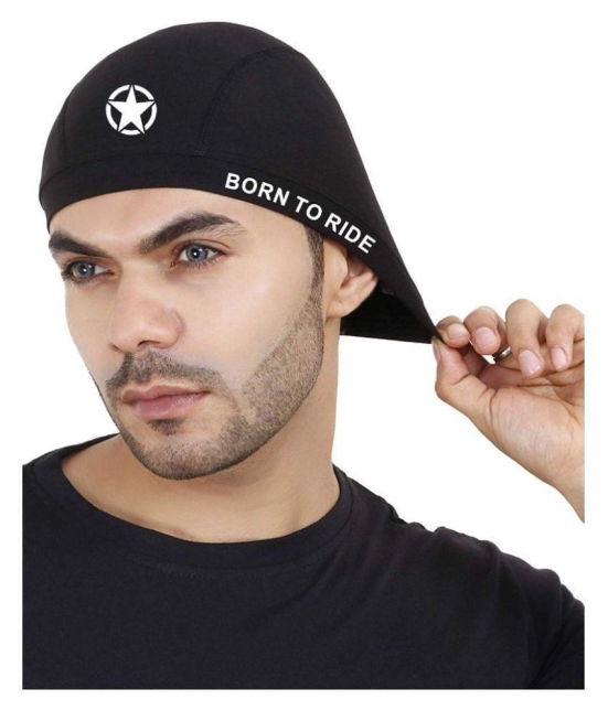 JUST RIDER Unisex Cotton Helmet Skull Cap/topi for Mens,Womens & Kids Ears and Wicks Moisture - Black