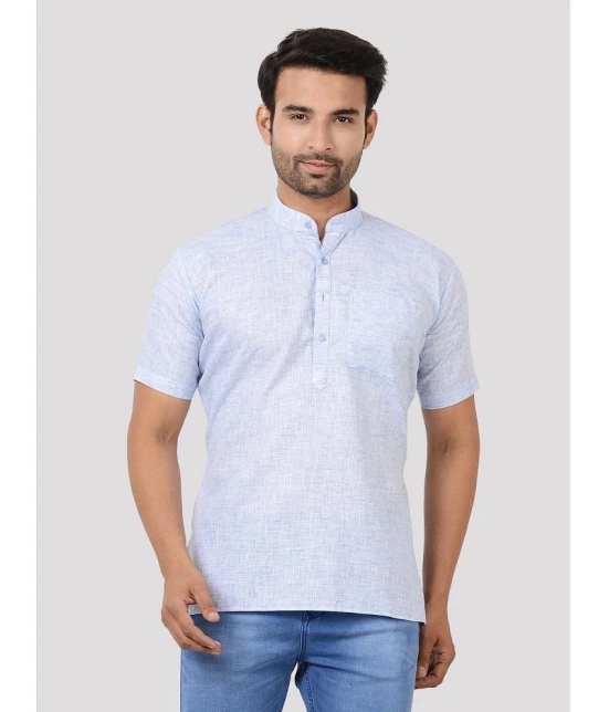 Maharaja - Blue Cotton Blend Mens Regular Kurta ( Pack of 1 ) - None