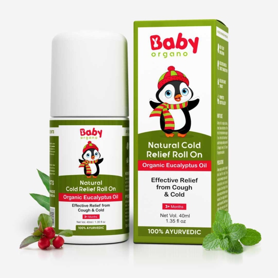 BabyOrgano Natural Cold Relief Roll On | Made with Organic Essential Oils |  Gives relief from Blocked Nose, Cold, Cough & Congestion| No Side Effects