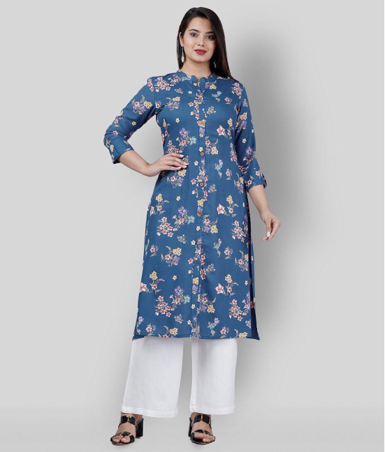 MAUKA - Blue Blue Straight Rayon Women''s Stitched Salwar Suit ( Pack of 1 ) - 5XL