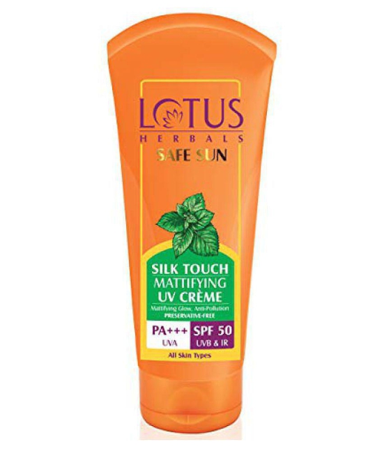 Lotus Herbals Safe Sun Silk Touch Mattifying Uv Cream SPF 50| PA+++ 75g