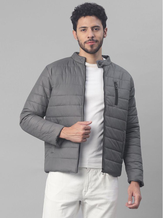 UrbanMark Men Regular Fit Men Quilted Jacket-Dark Grey - None