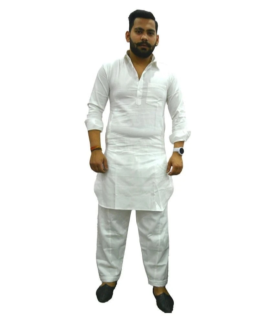 Preen White Cotton Pathani Suit Pack of 1 - None