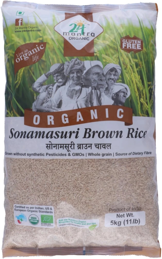 24 Mantra Organic Sonamasuri Unpolished Brown Rice, 5 Kg