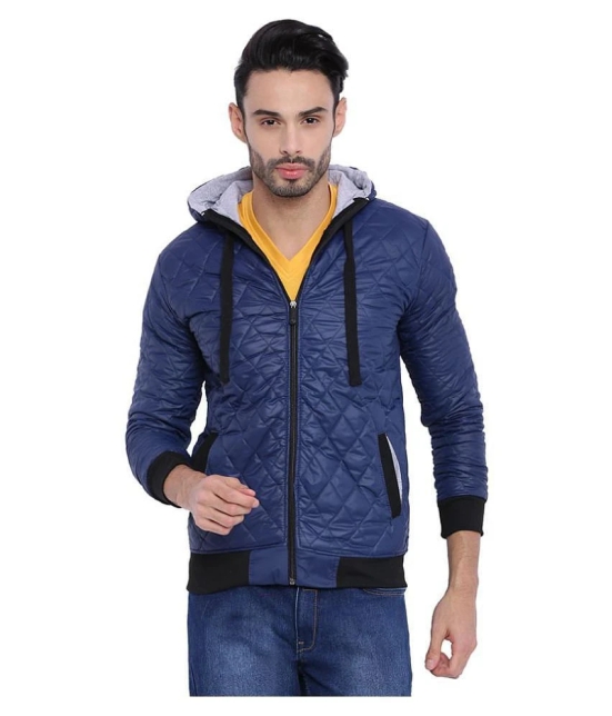 Campus Sutra Blue Quilted & Bomber Jacket - None