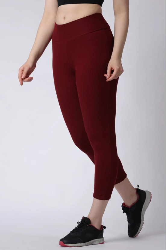 Womens Maroon Gym High Waist Leggings-XL / Maroon