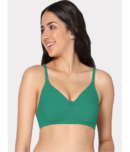 IN CARE LINGERIE - Green Cotton Lightly Padded Women's T-Shirt Bra ( Pack of 1 ) - None