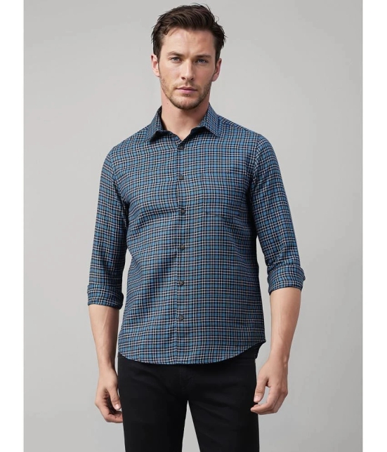 UrbanMark Cotton Blend Slim Fit Checks Full Sleeves Mens Casual Shirt - Blue ( Pack of 1 ) - None