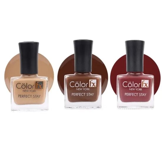 Color Fx New York Long Lasting Nail Polish Gel Like Finish, Brilliant Brown, Glossy & Chip Resistant Pack of 3