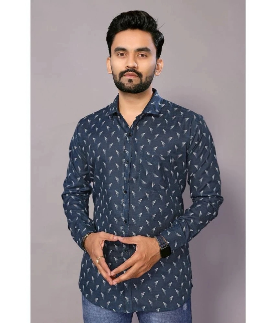 Anand Cotton Blend Regular Fit Printed Full Sleeves Mens Casual Shirt - Blue ( Pack of 1 ) - None