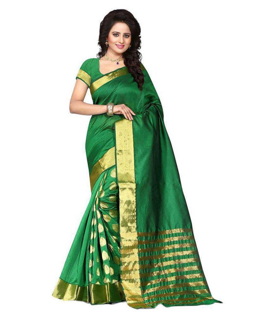 Radiance Star Green Cotton Silk Saree