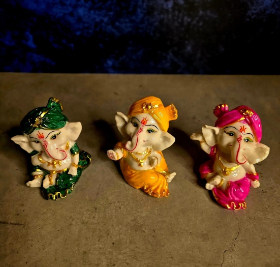 MYSTIC MARBLE GANESH TRIO-3X2X2 / YELLOW / MARBLE DUST