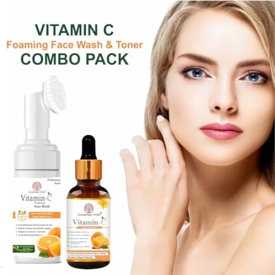 Soundarya Herbs Vitamin C Foaming Face Wah + Vitamin C Face Serum Combo Pack