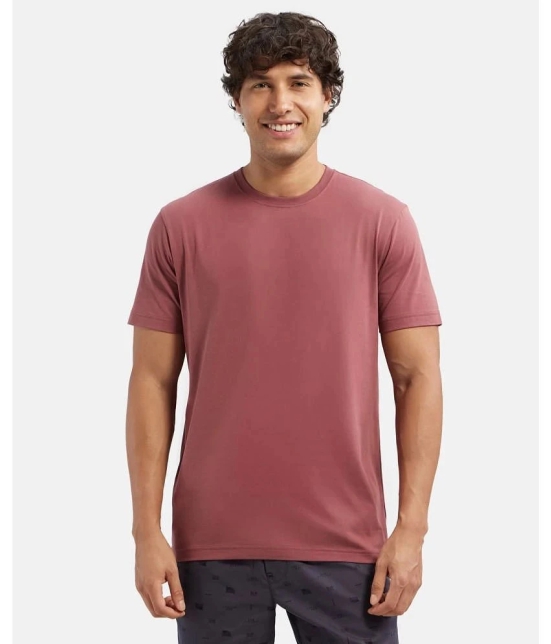 Jockey 2714 Mens Super Combed Cotton Rich Solid Round Neck Half Sleeve T-Shirt - Wild Ginger - None