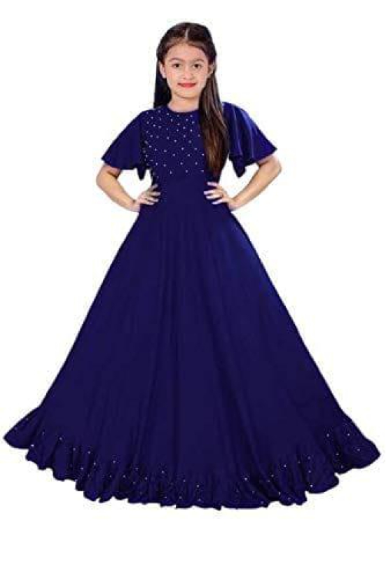 4jstar Girls A-Line Maxi Rayon Gown Dress (Blue