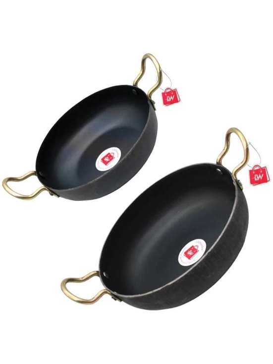 LAZYWINDOW Iron Kadhai Black Iron No Coating Cookware Sets ( Set of 1 )