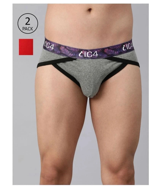 IC4 - Light Grey Cotton Blend Mens Briefs ( Pack of 2 ) - S