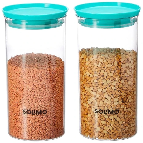  2-Piece Glass Food Storage Jar with Airtight Lid for Kitchen Pantry Organization and Storage - 1500ml Each