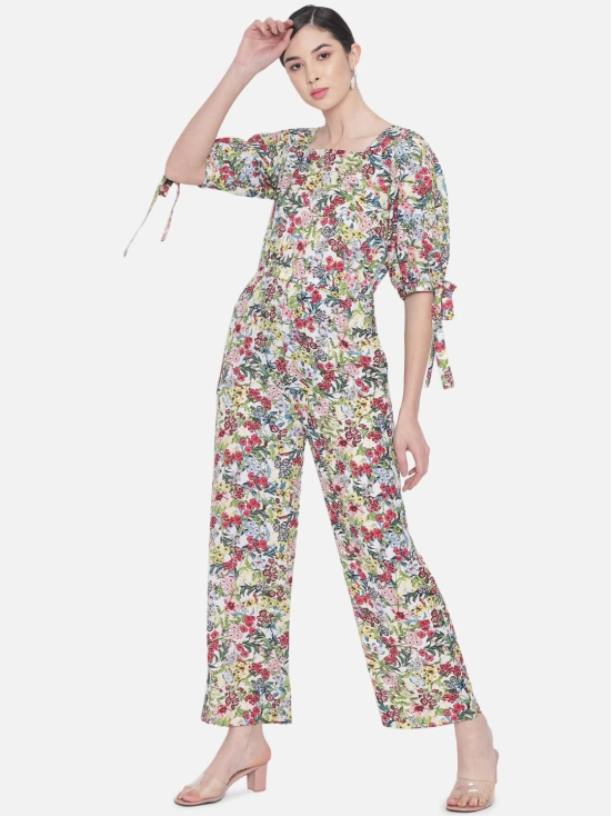 ALL WAYS YOU Women jumpsuit Poly Crepe fabric with Half Sleeves & Square Neck Multicolor XXL