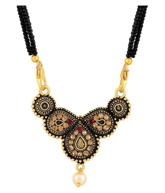 Asmitta Traditional Oxidised Gold Plated Opera Style Lct Stone Mangalsutra For Women - Golden