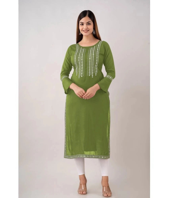 Kapadia - Green Rayon Womens Straight Kurti ( Pack of 1 ) - None