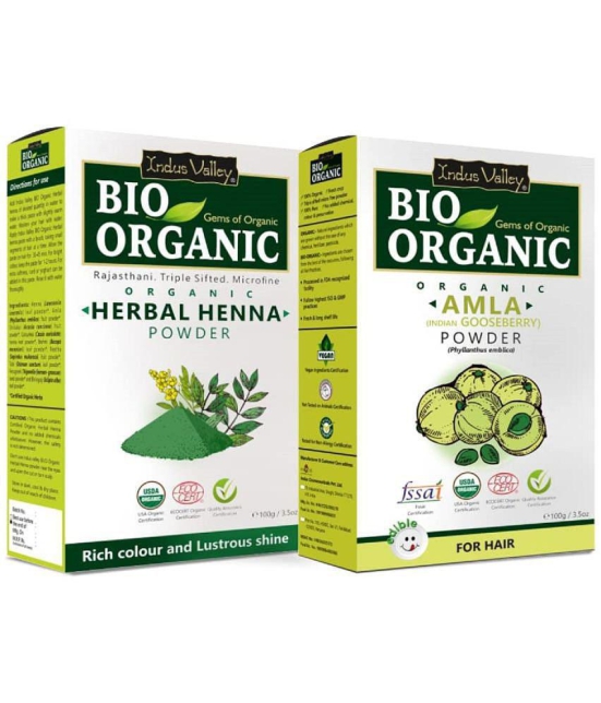 Indus Valley Bio Organic Henna Powder and Amla Powder for Damage Free Hairs- Combo Pack