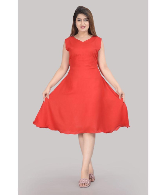 Smien - Red Rayon Women's Skater Dress ( Pack of 1 ) - None