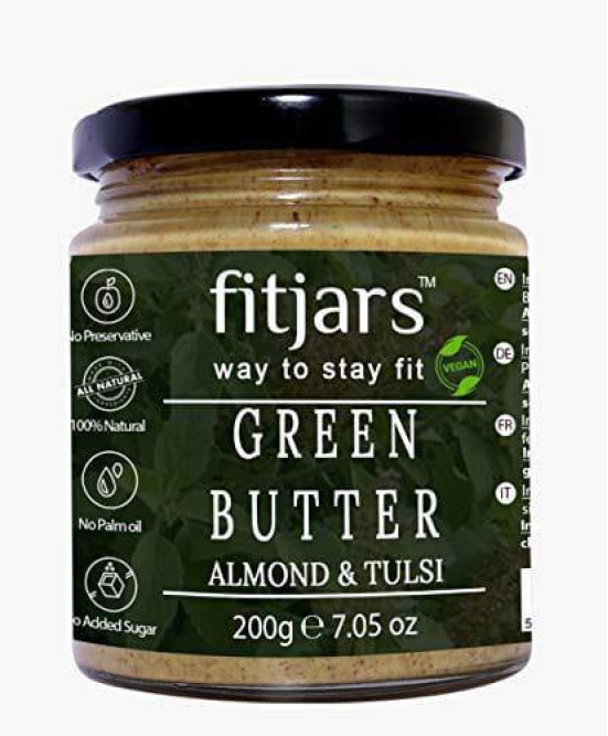 FITJARS Almond Butter with Tulsi ,200 ge Nut butters ,Crunchy Butter ,Bread Spread )