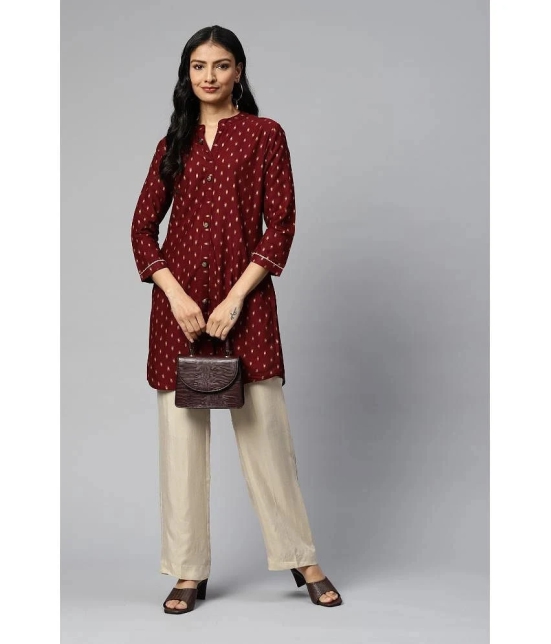 JC4U - Maroon Rayon Womens Straight Kurti ( Pack of 1 ) - None