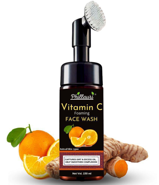 Phillauri Brightening Vitamin C Foaming Face Wash with Built-In Face Brush - 150 ml