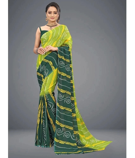 ANAND SAREES - Green Georgette Saree Without Blouse Piece ( Pack of 1 ) - Green