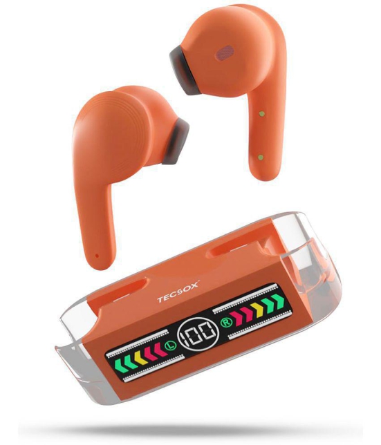 Tecsox Max 12 Type C Bluetooth Earphone In Ear Comfortable In Ear Fit Orange