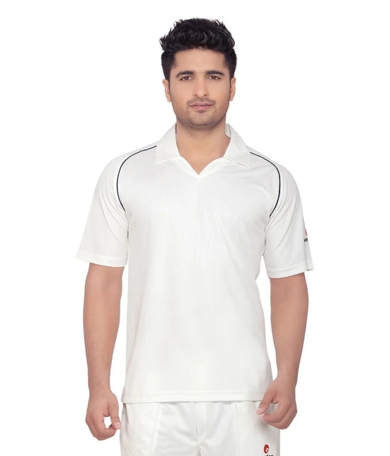 Omtex Half Sleeves Cricket Wear White T-Shirt - XL