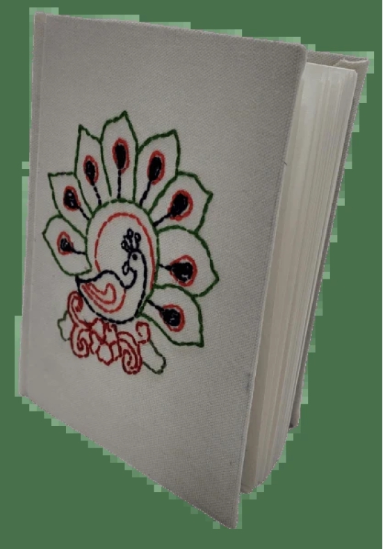 Nirjhari Crafts Handmade Embroidery Diary In a Peacock Design