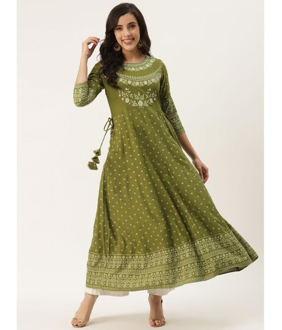 Kbz - Green Rayon Women's Flared Kurti ( Pack of 1 ) - None