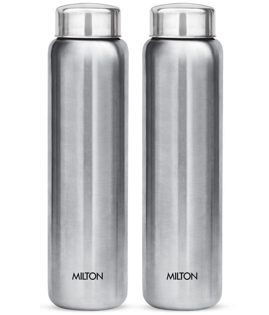 Milton Aqua 1000 Stainless Steel Water Bottle, Set of 2, 950 ml Each, Silver | 100% Leak Proof | Office Bottle | Gym Bottle | Home | Kitchen | Hiking | Treking Bottle | Travel Bottle - Silve