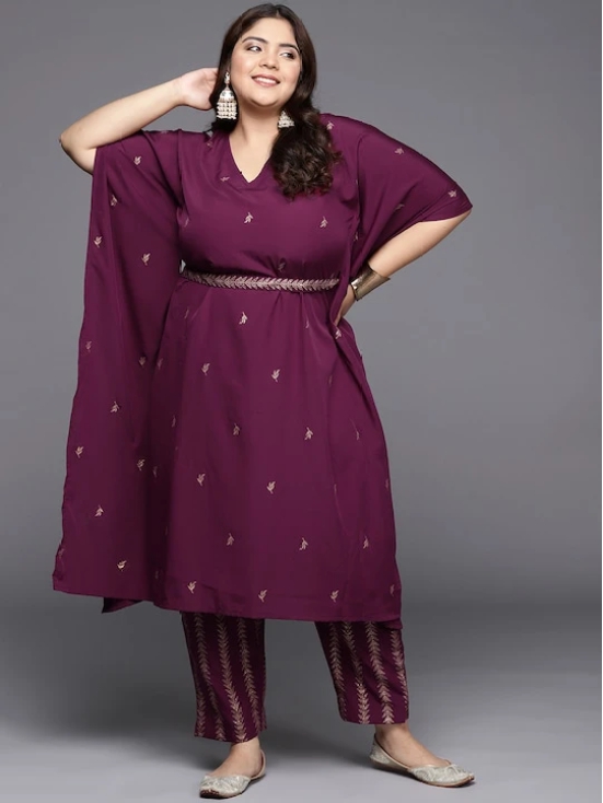 Plus Size Floral Printed Kaftan Kurta with Trousers