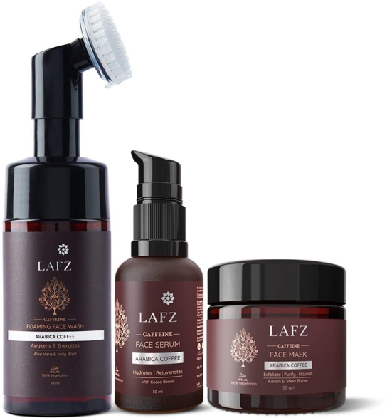 LAFZ Brightening Caffeine Skincare Range - Face Serum & Mask with Caffeine Foaming Face Wash (180 ml)