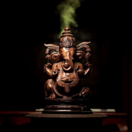 Rosewood Ganesh Statue | Handcrafted Religious Idols-