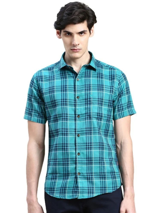 Showoff Cotton Blend Regular Fit Checks Half Sleeves Mens Casual Shirt - Green ( Pack of 1 ) - None