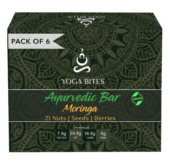 YOGABITES- Ayurveda Bars /Protein Bar /Energy Bar - 21 Nuts , Seeds , Berries with Moringa-60 gm (Pack of 6)?