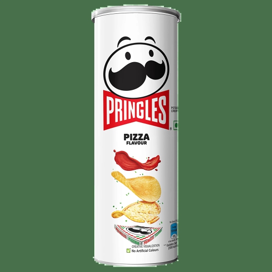 Pringles Potato Chips - Pizza Flavoured, Crunchy, Crispy, 107 G Can