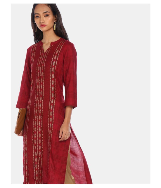 Karigari - Red Rayon Women's A-line Kurti ( Pack of 1 ) - M