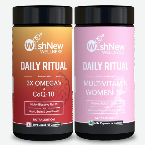 Wishnew Wellness Daily Ritual Women Duo: Daily Ritual Triple Strength Fish Oil + Daily Ritual Women 18+