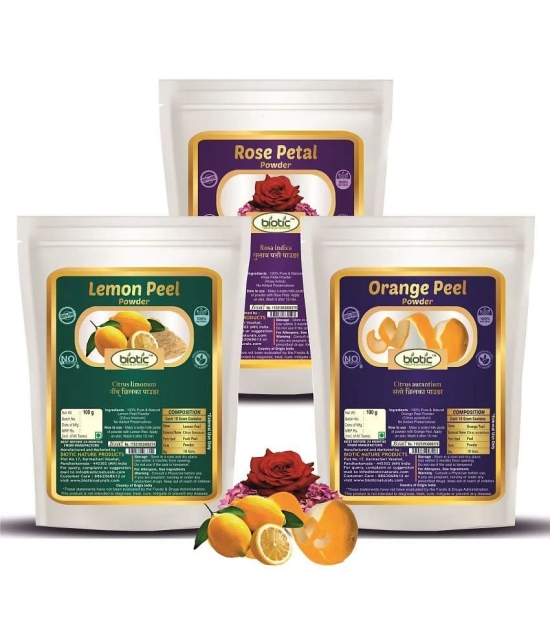 Biotic Rose Petal, Lemon Peel and Orange Peel Powder (100g each) 300 gm